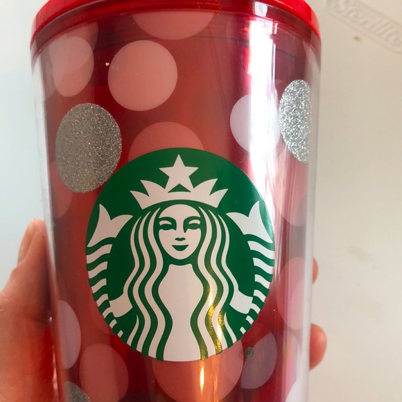 Starbucks Be Mine Valentine Cold Cup Tumbler Red Pink Polkadots - Picture 2 of 5
